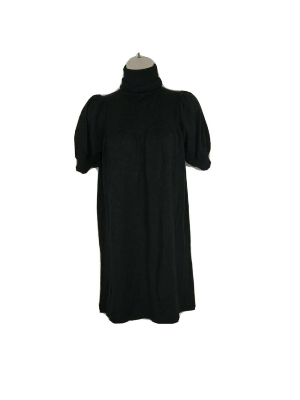 Studio M Turtleneck Shift Dress Women Petite Size XSP Black Short Sleeve NEW - Picture 3 of 9